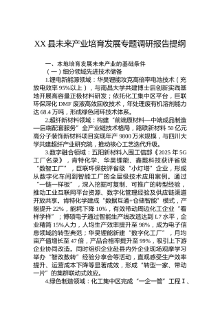 XX县未来产业培育发展专题调研报告提纲