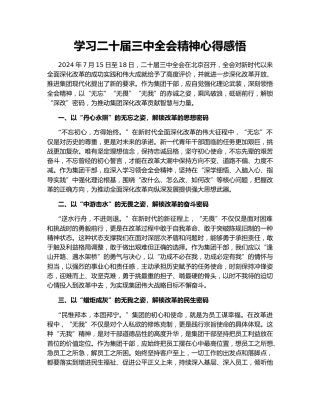 学习二十届三中全会精神心得感悟145904