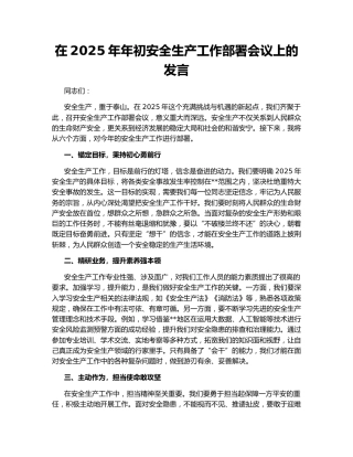 在2025年年初安全生产工作部署会议上的发言165278