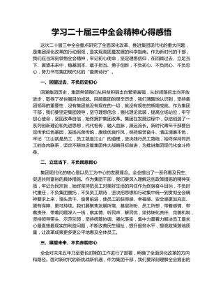学习二十届三中全会精神心得感悟146885