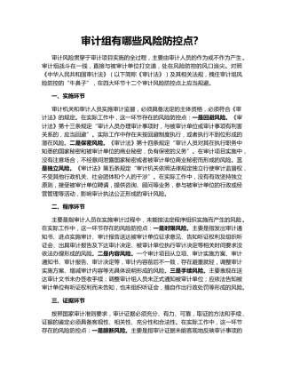 审计组有哪些风险防控点？