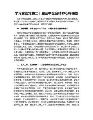 学习贯彻党的二十届三中全会精神心得感悟148260