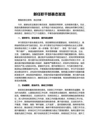 新任职干部表态发言148751