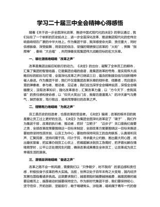 学习二十届三中全会精神心得感悟148756