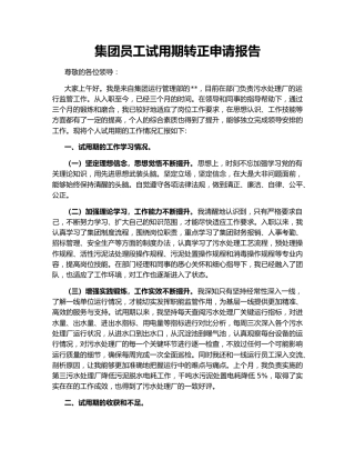 集团员工试用期转正申请报告