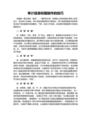 审计信息标题制作的技巧