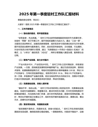 2025年第一季度驻村工作队汇报材料168422