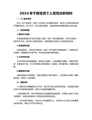 2024年干部党员个人党性分析材料