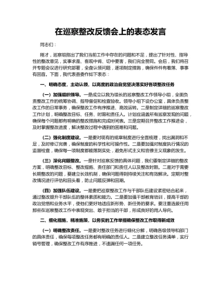 在巡察整改反馈会上的表态发言