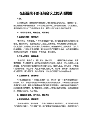 在新提拔干部任前会议上的谈话提纲
