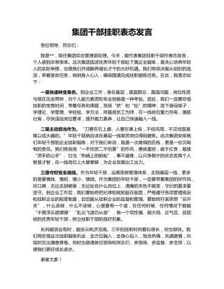 集团干部挂职表态发言