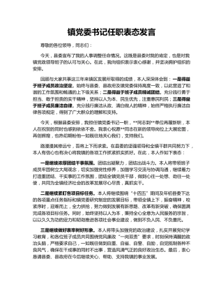 镇党委书记任职表态发言