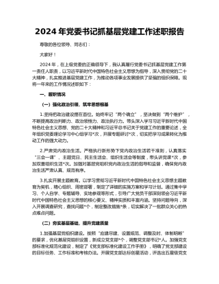 2024年党委书记抓基层党建工作述职报告153808