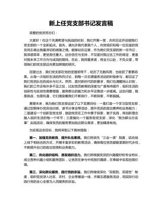新上任党支部书记发言稿