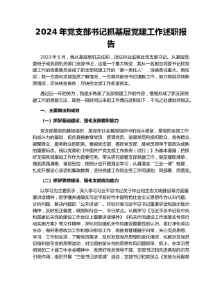 2024年党支部书记抓基层党建工作述职报告155172