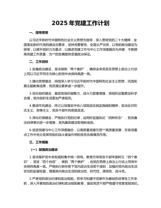 2025年党建工作计划156843