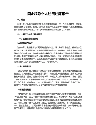 国企领导个人述责述廉报告