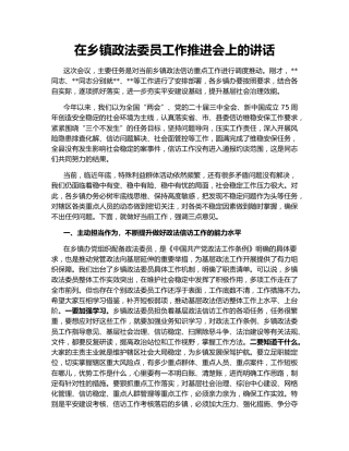 在乡镇政法委员工作推进会上的讲话