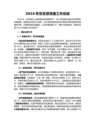 2024年党支部党建工作总结158785
