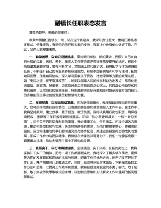 副镇长任职表态发言