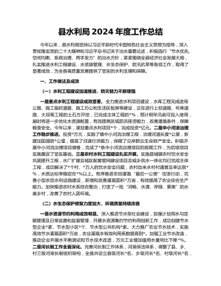 县水利局2024年度工作总结