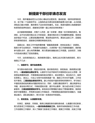 新提拔干部任职表态发言