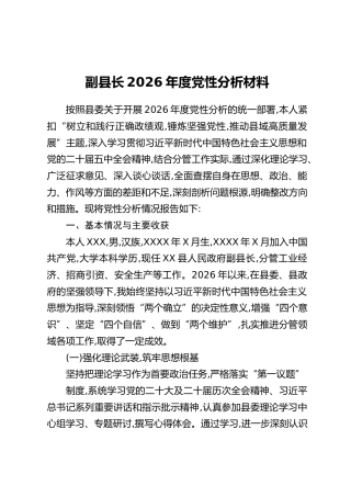 副县长2026年度党性分析材料
