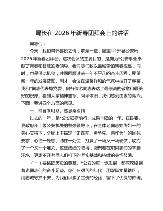 公安系统2026年新春团拜会上的讲话