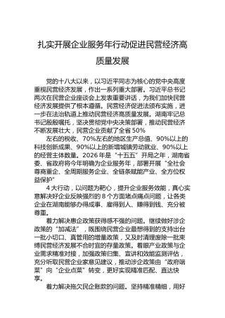 扎实开展企业服务年行动促进民营经济高质量发展