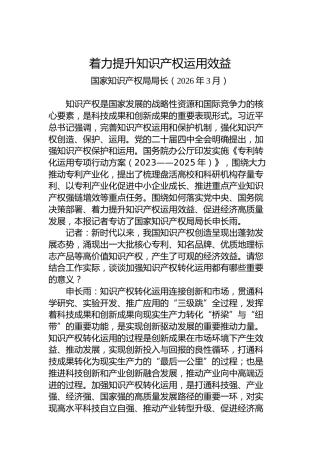 着力提升知识产权运用效益