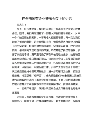 在全市国有企业警示会议上的讲话