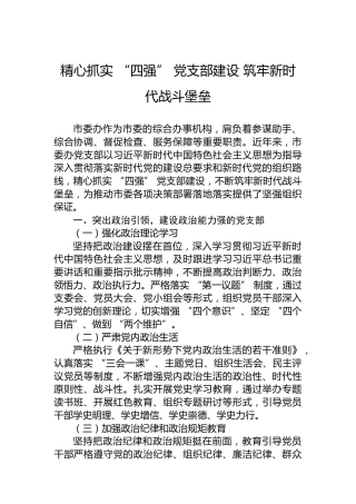 精心抓实“四强”党支部建设筑牢新时代战斗堡垒