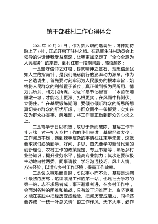 镇干部驻村工作心得体会