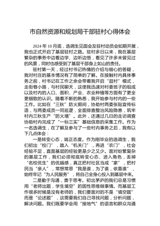 市自然资源和规划局干部驻村心得体会