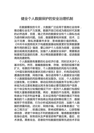 健全个人数据保护的安全治理机制