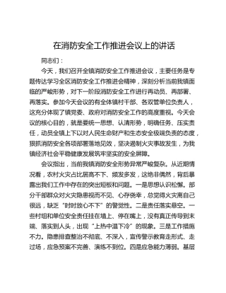 在消防安全工作推进会议上的讲话