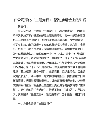 在公司深化“主题党日”活动推进会上的讲话