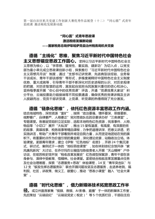 机关党建工作创新大赛优秀作品展登（十二）“同心圆”式青年思政课 激活税收发展新动能