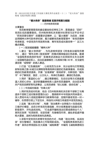 第二届自治区机关党建工作创新大赛优秀作品展登（十二）“星火传承”强基铸魂 实践淬炼聚力赋能