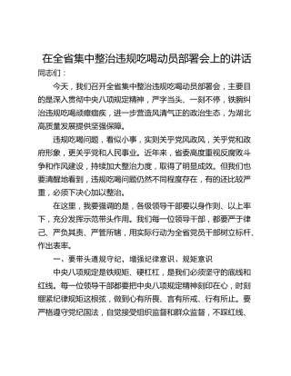 在全省集中整治违规吃喝动员部署会上的讲话_1
