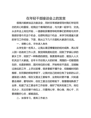 在年轻干部座谈会上的发言