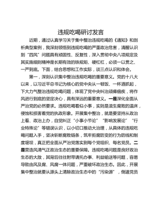 违规吃喝研讨发言