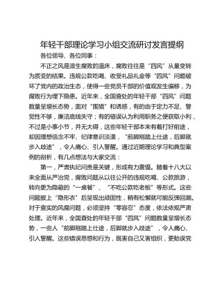年轻干部理论学习小组交流研讨发言提纲