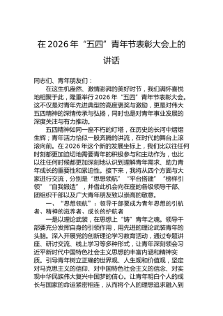 在2026年“五四”青年节表彰大会上的讲话-2