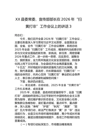XX县委常委、宣传部部长在2026年“扫黄打非”工作会议上的讲话-3
