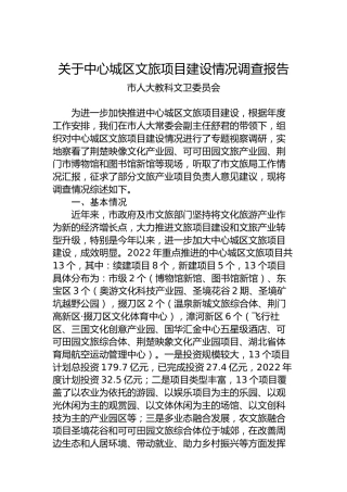 关于中心城区文旅项目建设情况调查报告