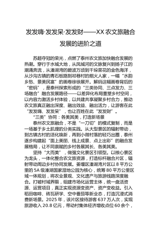 发发嗨·发发呆·发发财——XX农文旅融合发展的进阶之道