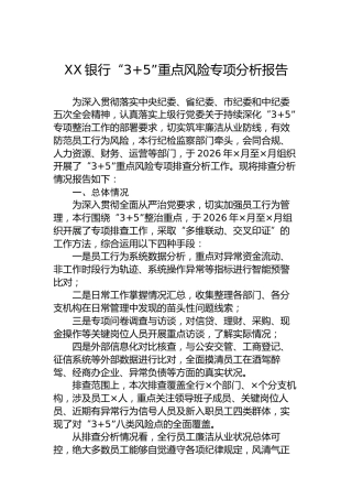 XX银行“35”重点风险专项分析报告