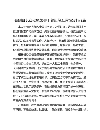 处级领导干部进修班党性分析报告