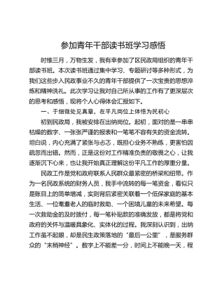 参加青年干部读书班学习心得体会